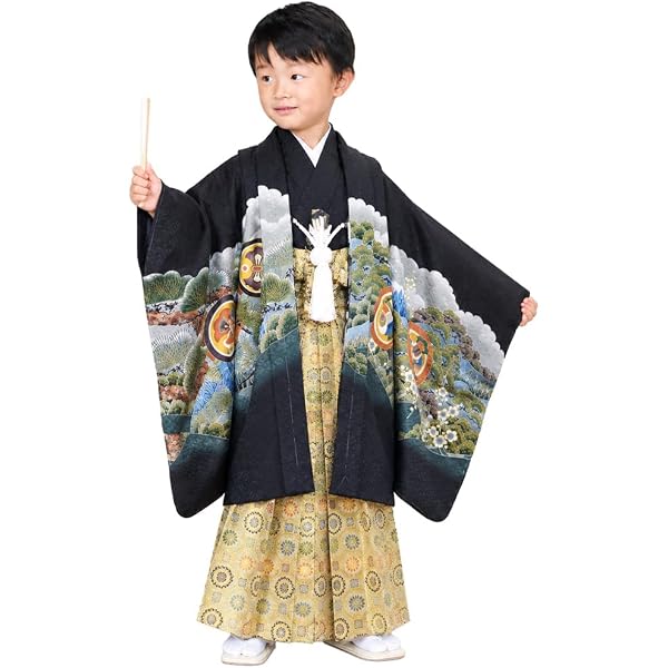 Amazon | [京都室町st．] 七五三 3歳 男の子 着物 セット 刺繍入り羽織