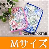 0166m 【Mサイズ】母子手帳 ケース<br/>全開ファスナータイプエレガントな花柄プリント<br/> 母子健康手帳<br/>敏感肌 【ローズマダム rosemadame マタニティー】 M Bサッ