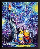 uhomate The Minnionsニューヨーク市のポスターVincent van Gogh starry nightポスターホームキャンバス壁アート印刷記念ギフトベビーギフト子供部屋装飾用リビン