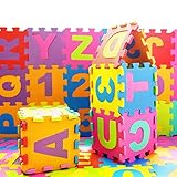 Kikyou 36個ベビーキッズPuzzle Play Mat ,アルファベット& Numeralsベビー子供クロールマット