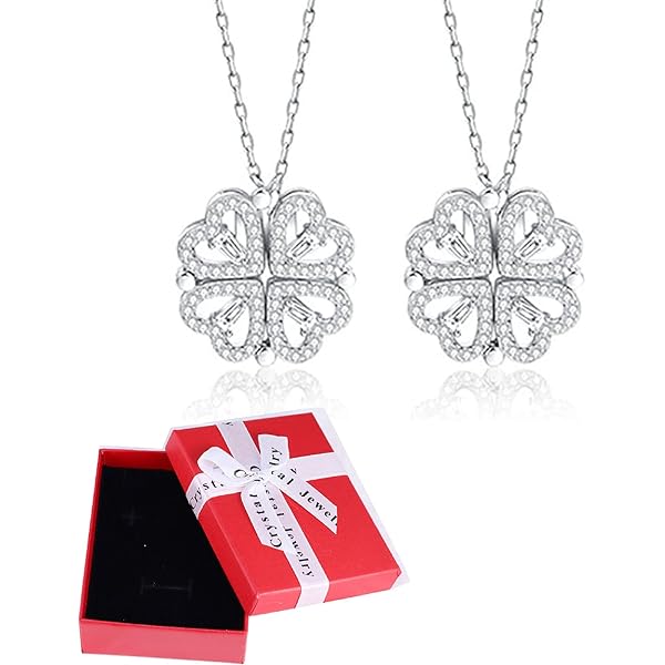 クローバーネックレス Amazon | 四つ葉のクローバーネックレス、2 in 1四つ葉のハート