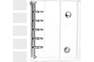 SONGSONG シール帳 透明 女の子 5穴クリアバインダ はがせる シール手帳 クリアバインダー 小物整理 推し活グッズ （透明,M5バインダー × 厚手PPフィルム(20枚入り),12.5*9.5CM）