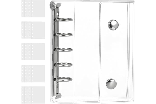 SONGSONG シール帳 透明 女の子 5穴クリアバインダ はがせる シール手帳 クリアバインダー 小物整理 推し活グッズ （透明,M5バインダー × 厚手PPフィルム(20枚入り),12.5*9.5CM）