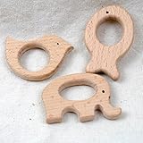 Mamimami Home 噛がため おしゃぶり ブナ 木製動物 3タイプ/6個/ゼント ベビーおもちゃ 知育玩具 DIY チュアブル ネックレス ガラガラ 噛固め カミカミ 出産祝い 新生児贈り物 