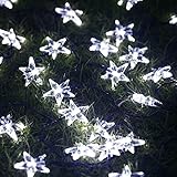 LEAZEAL 30 LED ガーデンライト (ホワイト) LED ソーラー　ストリングライト イルミネーションライト　星形　クリスマス　屋外　パーティー 　防水