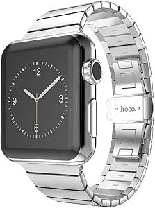 Apple Watch バンド リンクブレスレット HOCO正規品 高級ステンレスベルト 交換用ラグ付き 38mm/42mm (42mm, シルバー)