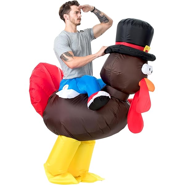 Kids Inflatable Turkey Costume - Blow Up Thanksgiving & Halloween Cosplay Outfit For Boys And Girls (Height 120-150cm) - View #7
