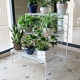 ヨーロッパスタイルの鉄の花のラックマルチ階建ての花の鉢の階段の花のラック3階建てのバルコニーのバルコニー ( 色 : 白 , サイズ さいず : 70*78cm )