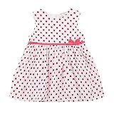 ベビー服 子供 ドレス ベビー ノースリーブ ワンピース 水玉 ドット 柄 女の子 チュニック リボン 蝶結び 付き ガールズ キッズ 可愛い フレア スカート エレガント フォーマル (98cm, 