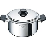 ビタクラフト 深型 両手鍋 IH対応 ステンレス 蓋付 10年保証 アメリカ製 ヘキサプライ 4.0L 6125 シルバー 4.0L深型