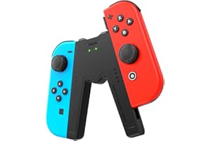 Switch Joycon 充電グリップ Nintendo Switch & OLED モデル対応 V 型 ジョイコン コントローラー充電器 インジケーター付き (Black)