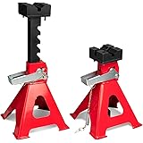 Donext 乗用車対応 ジャッキスタンド 3t 2個セット 高さ6段調節 最低位290mm/最高位425mm ラバーパッド付 ジャッキアップ レッド