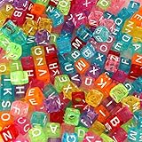 gresorth 800個クリア透明キューブアクリル文字ビーズホワイトアルファベットDIYハンドメイドアクセサリー6 x 6 mm