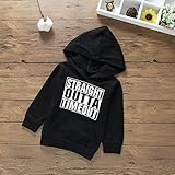 Liebeye 赤ちゃんフード付きトップス　子供　ユニセックス　レタープリント　ロングスリーブ　ブラックカラー　コットンセーター 110cm