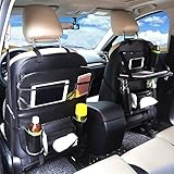 マルチポケット付きCar Back Seat Organizer for Kids旅行ストレージバッグwithカップボトルiPad電話タブレットホルダー、大容量、ブラック