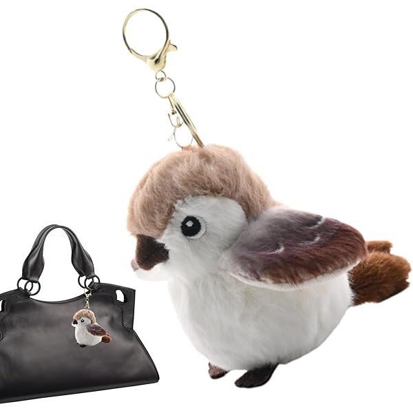 Amazon.co.jp: [Moreeulsi] 鳥のぬいぐるみキーホルダー、スズメの