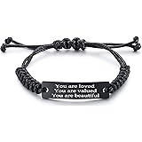 Inspirational Gifts For Women Saying stamped"You are loved You are valued You are beautiful" leather inspirational bracelet