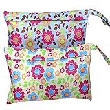 Abonnylv New Cute Travel Baby Wet and Dry Cloth Diaper Organizer Bag,2pcs (blue and cream color) by 