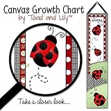 キャンバスGrowth ChartレッドブラックMod Ladybugs Personalized Growth Chart forキッズ子供高さチャートルーラーチャートGirls Growth Ch