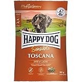 HAPPY DOG (ハッピードッグ) トスカーナ (ダック&サーモン) ウェイトケア 避妊去勢 中型犬 大型犬 成犬〜シニア - グルテンフリー 体重管理 無添加 ヒューマングレード ドイツ製 ドッグフード (80g)