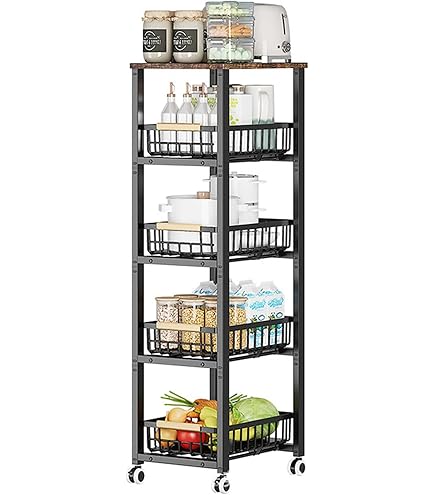 Amazon.co.jp: キャスター付きキッチンワゴン 高さ85cm (ヴィンテージ