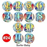 SURFER SPORT SURFING BEACH Baby Month Onesie Stickers stickers, Baby Shower Gift Photo Shower Sticke