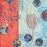 Oopsy Daisy Red and Blue Flower Stretched Canvas Wall Art by Victoria Huckins, 12 by 12-Inch [並行輸入品]