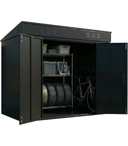 Amazon | 物置 屋外 戸外収納庫 スチール 幅195*奥行き150*高180