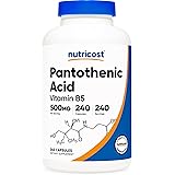 Nutricost パントテン酸（ビタミンB5）500mg、1瓶分当たり - 240カプセル