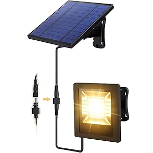 ソーラーライト 5Mコード付き分離型LEDセンサーライト 4400mAh超大電池容量 超明るい IP65防水防雨 取付簡…