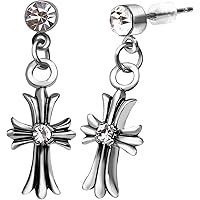 シルバー925 クロス型ピアス 唐草 シルバー 銀 両耳用 CZ ベビーファット Amazon | [silver KYASYA]シルバー925 メンズピアス クロス