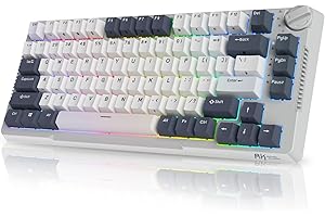 RK ROYAL KLUDGE H81 Hot Swappable Mechanical Keyboard, Triple Mode 2.4Ghz/BT5.1/USB-C Knob Control Wireless Gaming Keyboard G