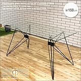 ガラスダイニングテーブル 4人掛け 幅150cm ダイニングテーブル ガラス 単品 ブラック アイアン スチール デザイナーズ風 ガラス天板 カフェ カフェ風 北欧 モダン スタイリッシュ 人気 おしゃれ