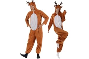 [TUTUJI] クリスマス コスプレ トナカイ 着ぐるみ 仮装 男女兼用 コスプレ衣装 コスチューム 変身 仮装 変装 文化祭 学園祭 クリスマス 誕生日 舞台装 お化け屋敷 パジャマ あったか フード付き 帽子付き 大人用 レディース メンズ