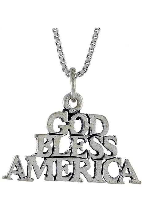 Amazon | スターリングシルバーGod Bless America Wordネックレスon an 