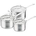 Scanpan Impact 3-Piece Stainless Steel Saucepan Set with Tempered Glass Lids,Silver