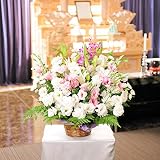 供花アレンジメント（洋花）　2色指定（ピンク系）　1万円コース　＜　お通夜　告別式　お葬式　お供え花　お悔やみ花　供花に　＞　【お届け日指定ＯＫ】