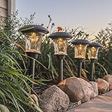 Set of 4 Heavy Duty 14" Black Metal Solar Path Lights with Warm White LEDs [並行輸入品]