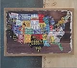 アートパネル　新築　お部屋のインテリアに　カーナンバー　アメリカ　地図　レトロ　40*60*3