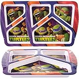 Zak (3パック) Teenage Mutant Ninja Turtles Character BPAフリープラスチック3-section Divided Kids Plates