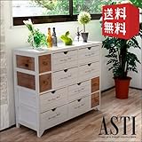 アンティーク チェスト 4段 （L） ASTI アスティ ホワイト フレンチ カントリー 北欧 完成品 木製 天然木 桐 シャビーシック ウッドボックス 野菜ストッカー おしゃれ かわいい 人気 売れ筋