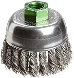 Weiler Wire Cup Brush, Threaded Hole, Steel, Partial Twist Knotted, Single Row, 2-3/4 Diameter, 0.02