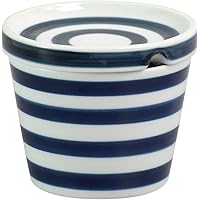 波佐見焼 「 essence(エッセンス) 」 es シュガーポット ボーダー柄 デニムブルー 14471