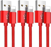 iPhone Charging Cable [1.5M Set of Three] High Strength Alloy Terminals Heavy Duty Nylon Braided Lightning USB Cable...