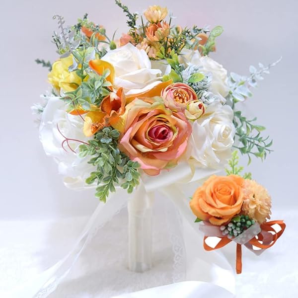 Amazon｜misakinoyaウエディングブーケ ブートニア 花嫁ブーケ バラ  