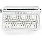 YUNZII ACTTO B303 Wireless Keyboard Retro Bluetooth Type Writer Keyboard with Integrated Stand for Multi-Device (English, Whi