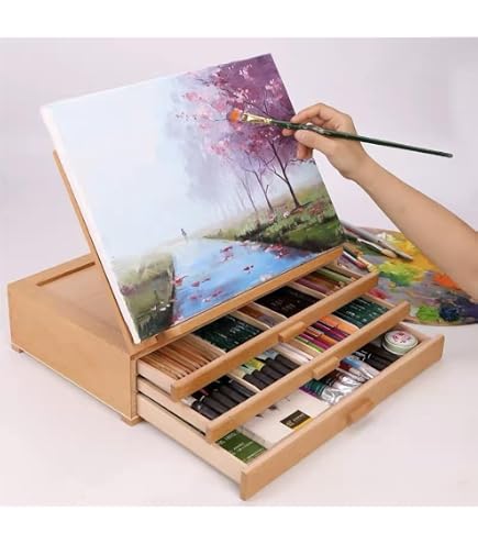 Amazon.co.jp: 平型油絵ケース、携帯用木製絵画ケース 画材用の多機能