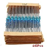 抵抗，SODIAL(R)(1Ω?10MΩ）オーム640ｘ64値 1/4W 0.25W 1%　金属フィルム抵抗器　揃えキット