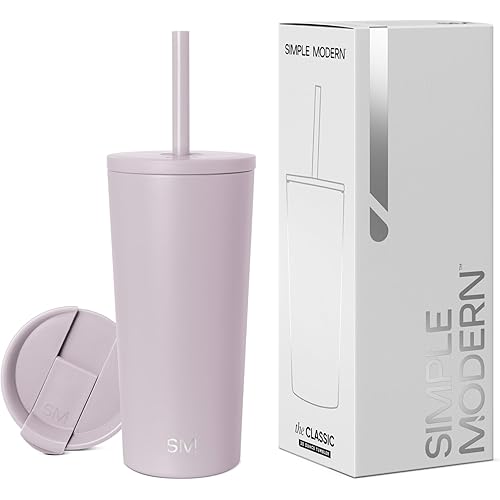 Simple Modern Insulated Tumbler with Lid and Straw | Iced Coffee Cup Reusable Stainless Steel Water Bottle Travel Mug | Gifts