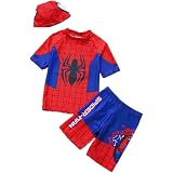 Amazon Co Jp 3点セット 水着上 水着下 帽子 スパイダーマン 水着 子供に 男の子 水着 今から大活躍 紫外線カット 短いタイプxl 服 ファッション小物